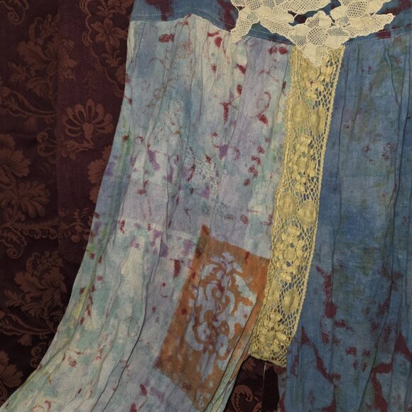 Magnolia Pearl Blue Linen Crochet Ruffled Bloomers Drawstring waist - Picture 5 of 11